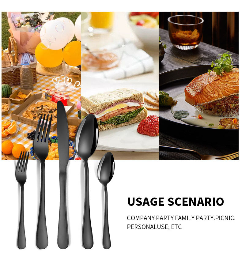 DS BS 20 Pcs Stainless Steel Flatware Set Tableware Set-Black