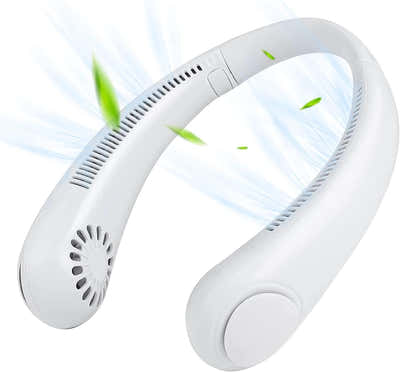 DS BS USB Rechargeable Bladeless Portable Neck Fan-White