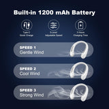 DS BS USB Rechargeable Bladeless Portable Neck Fan-White