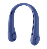 DS BS USB Rechargeable Bladeless Portable Neck Fan-Blue