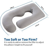 DS BS Pregnancy Pillows U-Shape Full Body Pillow-Gray