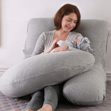 DS BS Pregnancy Pillows U-Shape Full Body Pillow-Gray