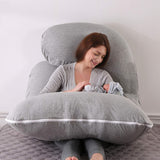 DS BS Pregnancy Pillows U-Shape Full Body Pillow-Gray
