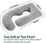 DS BS Pregnancy Pillows U-Shape Full Body Pillow-Gray