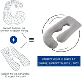 DS BS Pregnancy Pillows U-Shape Full Body Pillow-Gray