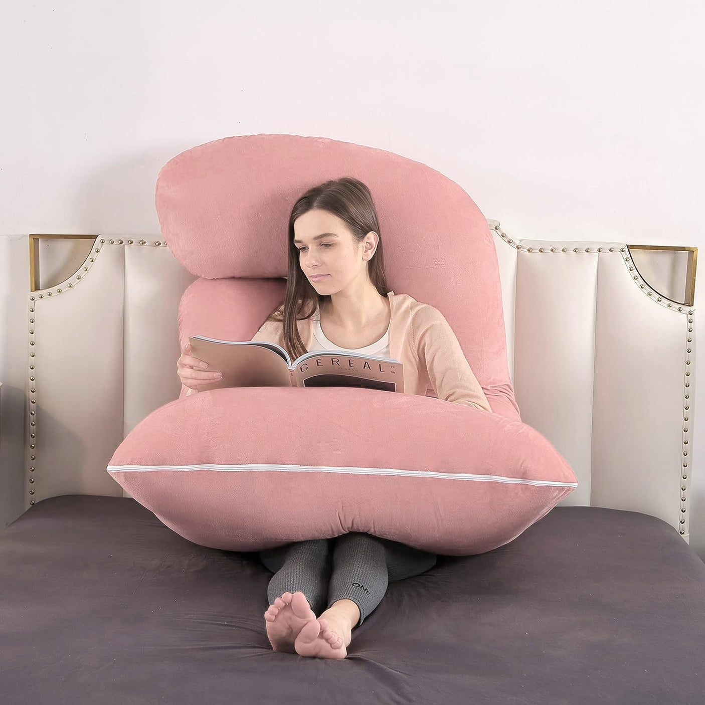 DS BS Pregnancy Pillows U-Shape Full Body Pillow-Pink