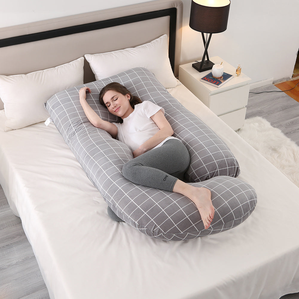 DS BS Pregnancy Pillows U-Shape Full Body Pillow-Plaid