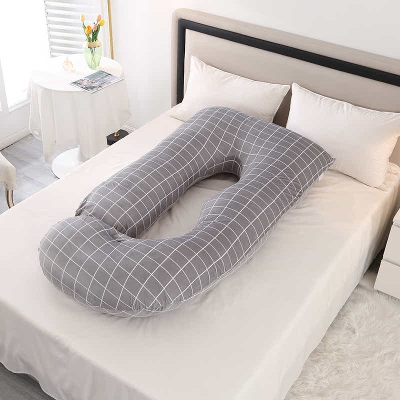 DS BS Pregnancy Pillows U-Shape Full Body Pillow-Plaid