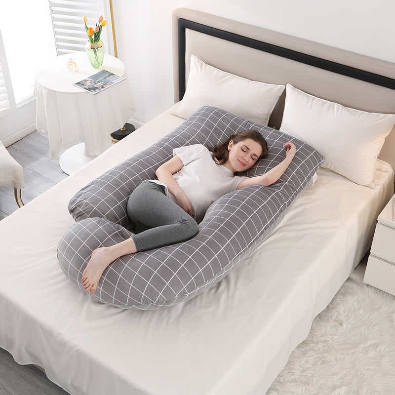 DS BS Pregnancy Pillows U-Shape Full Body Pillow-Plaid