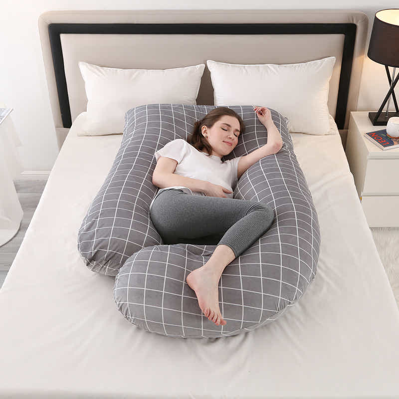 DS BS Pregnancy Pillows U-Shape Full Body Pillow-Plaid