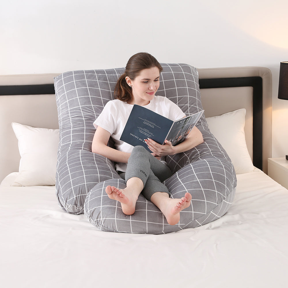 DS BS Pregnancy Pillows U-Shape Full Body Pillow-Plaid