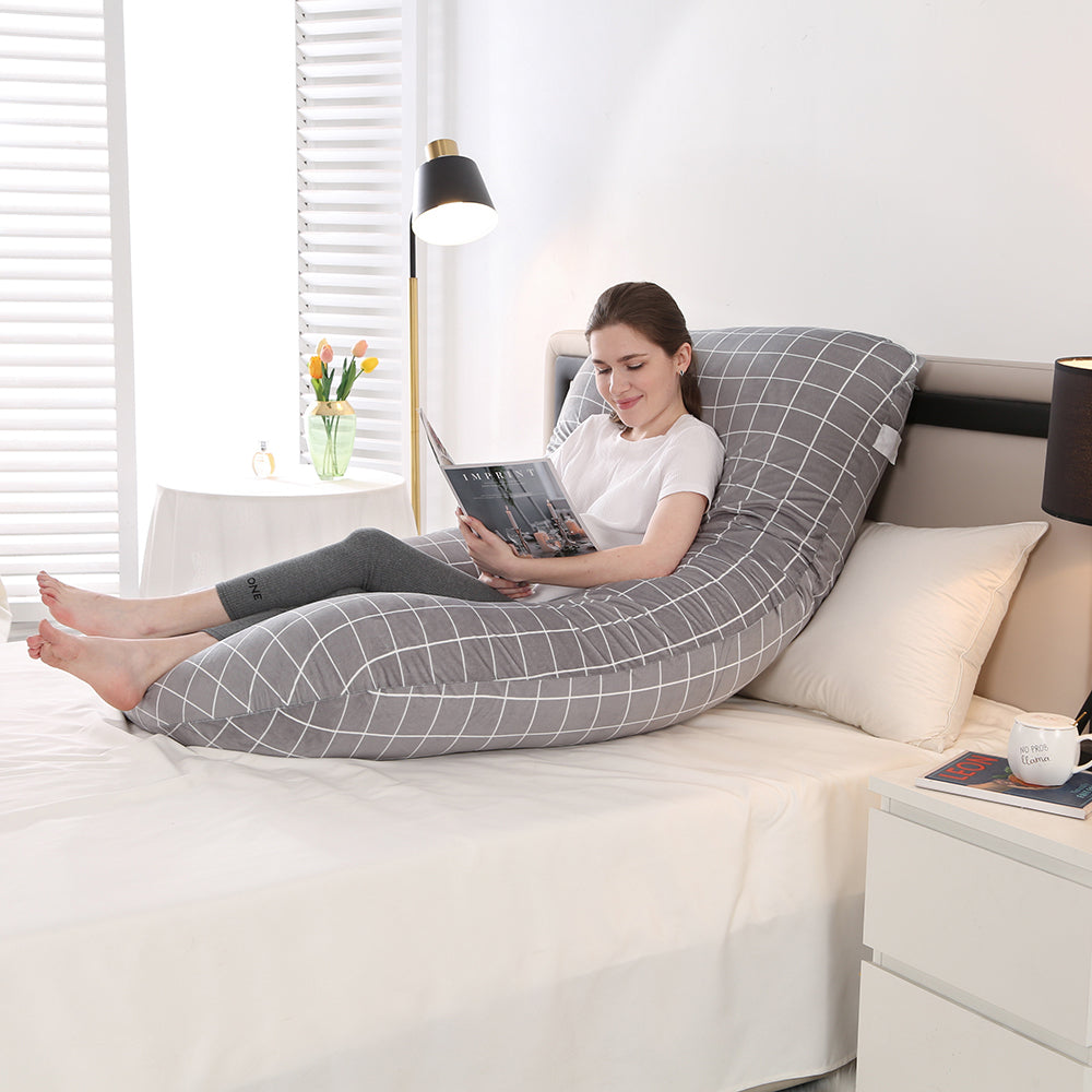 DS BS Pregnancy Pillows U-Shape Full Body Pillow-Plaid