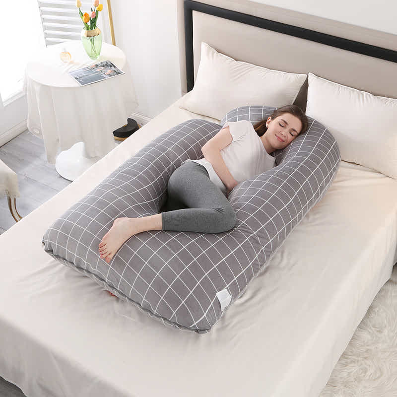 DS BS Pregnancy Pillows U-Shape Full Body Pillow-Plaid