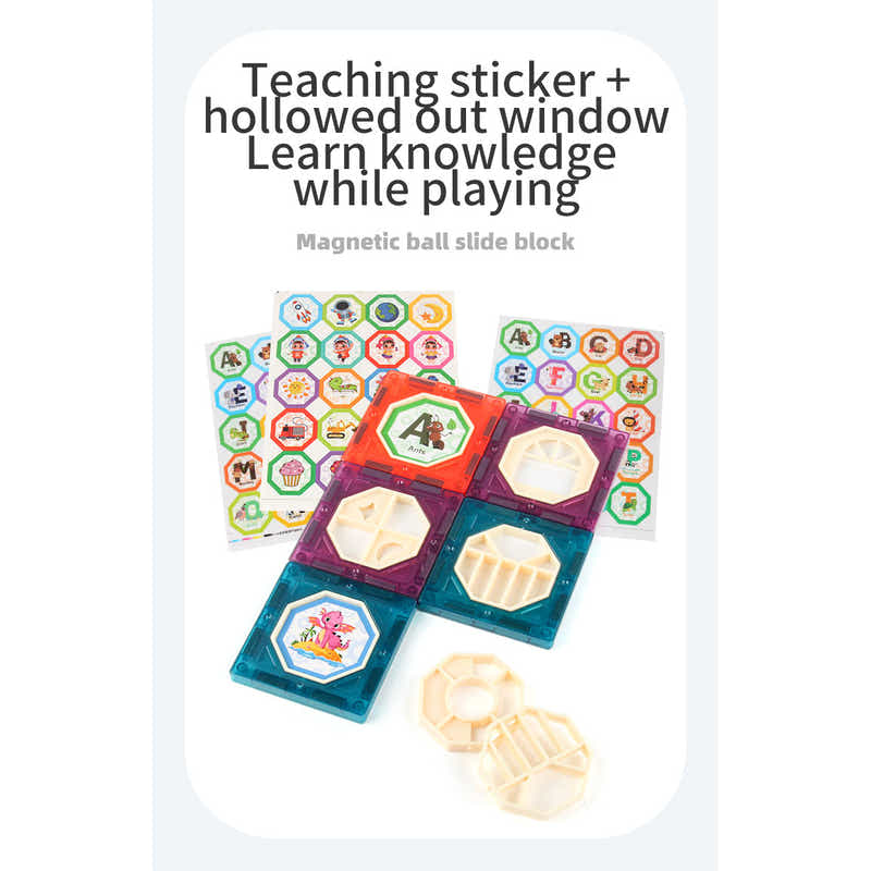 DS BS 185Pcs Magnetic Tiles Marble Run STEM Building Toys