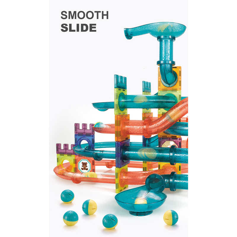 DS BS 185Pcs Magnetic Tiles Marble Run STEM Building Toys