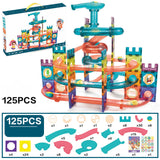 DS BS 125Pcs Magnetic Tiles Marble Run STEM Building Toys