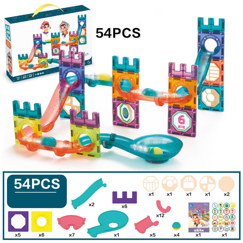 DS BS 54Pcs Magnetic Tiles Marble Run STEM Building Toys