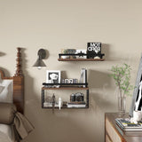 DS BS Floating Bathroom Shelves Wall Mounted with Wire Basket