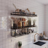 DS BS Floating Bathroom Shelves Wall Mounted with Wire Basket