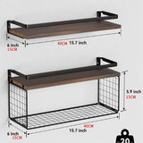 DS BS Floating Bathroom Shelves Wall Mounted with Wire Basket