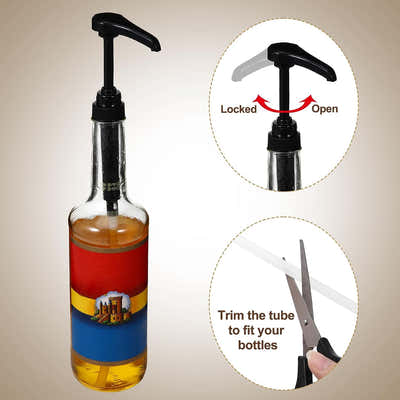 DS BS 4Pack Syrup Pump Dispenser Pumps For 750ML Bottles-Black