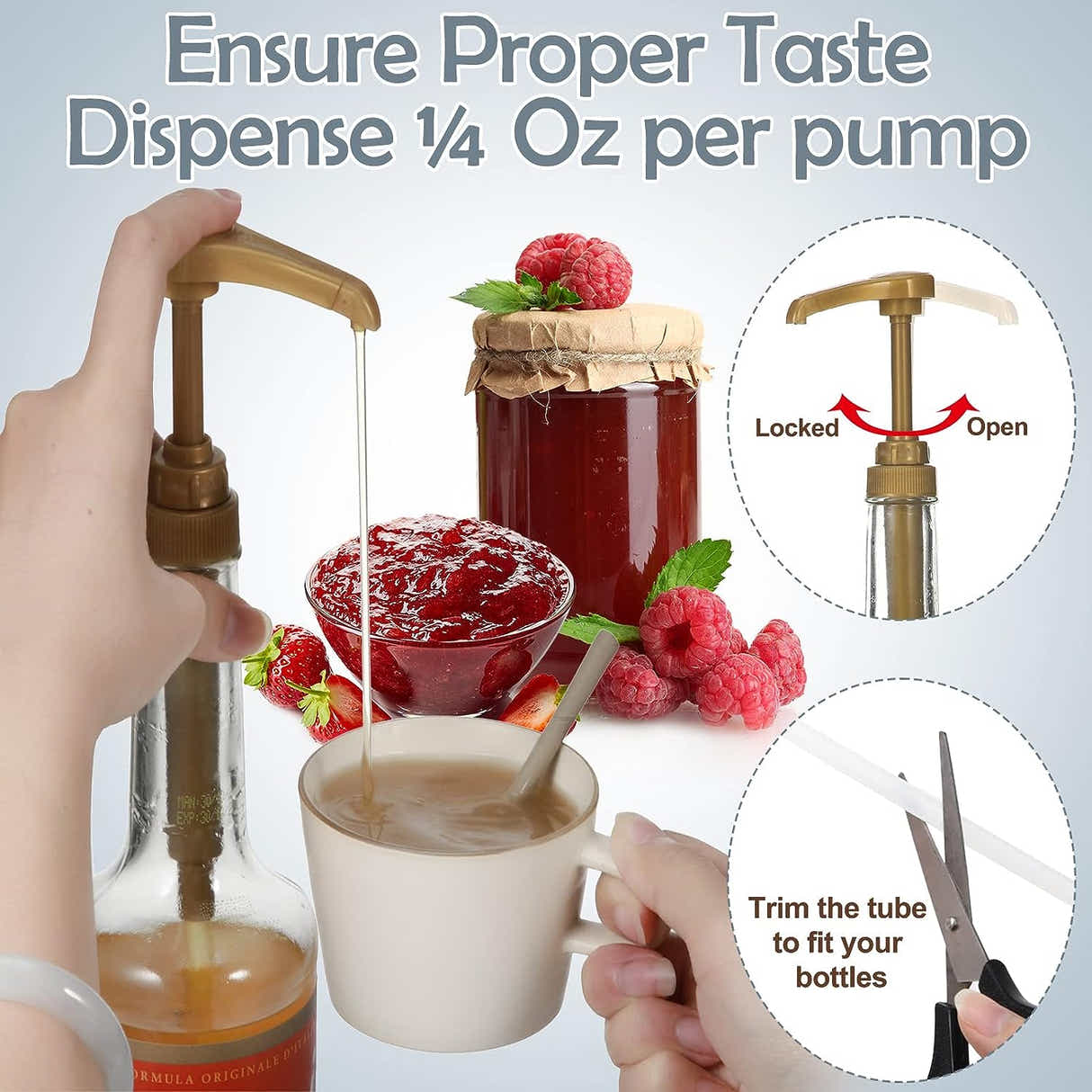 DS BS 4Pack Syrup Pump Dispenser Pumps For 750ML Bottles-Black