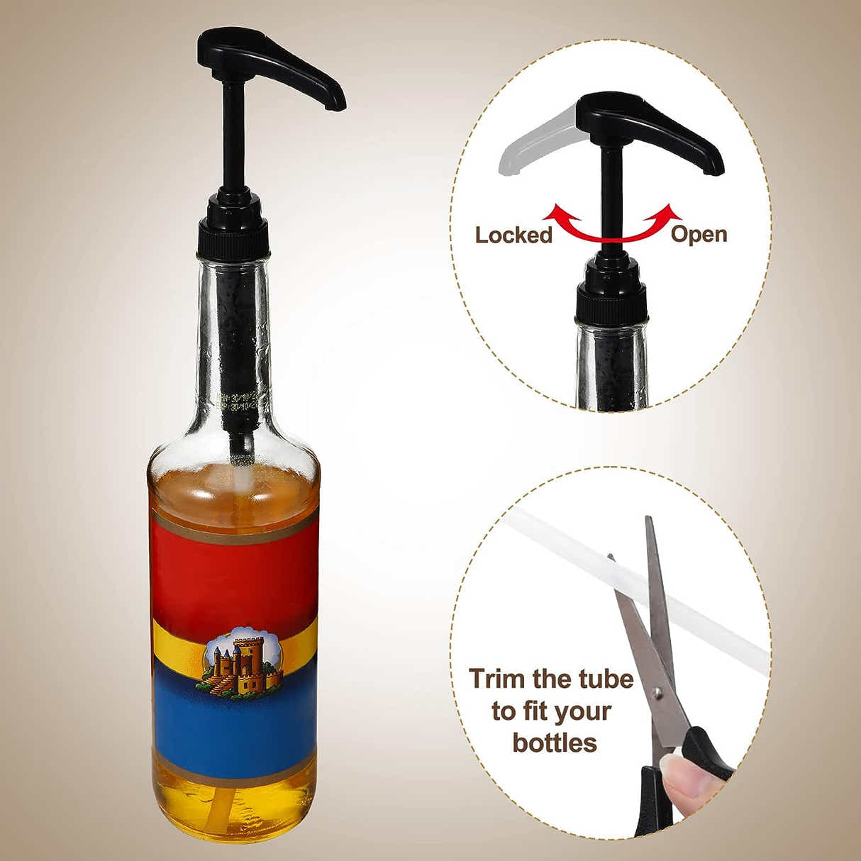 DS BS 4Pack Syrup Pump Dispenser Pumps For 750ML Bottles-White