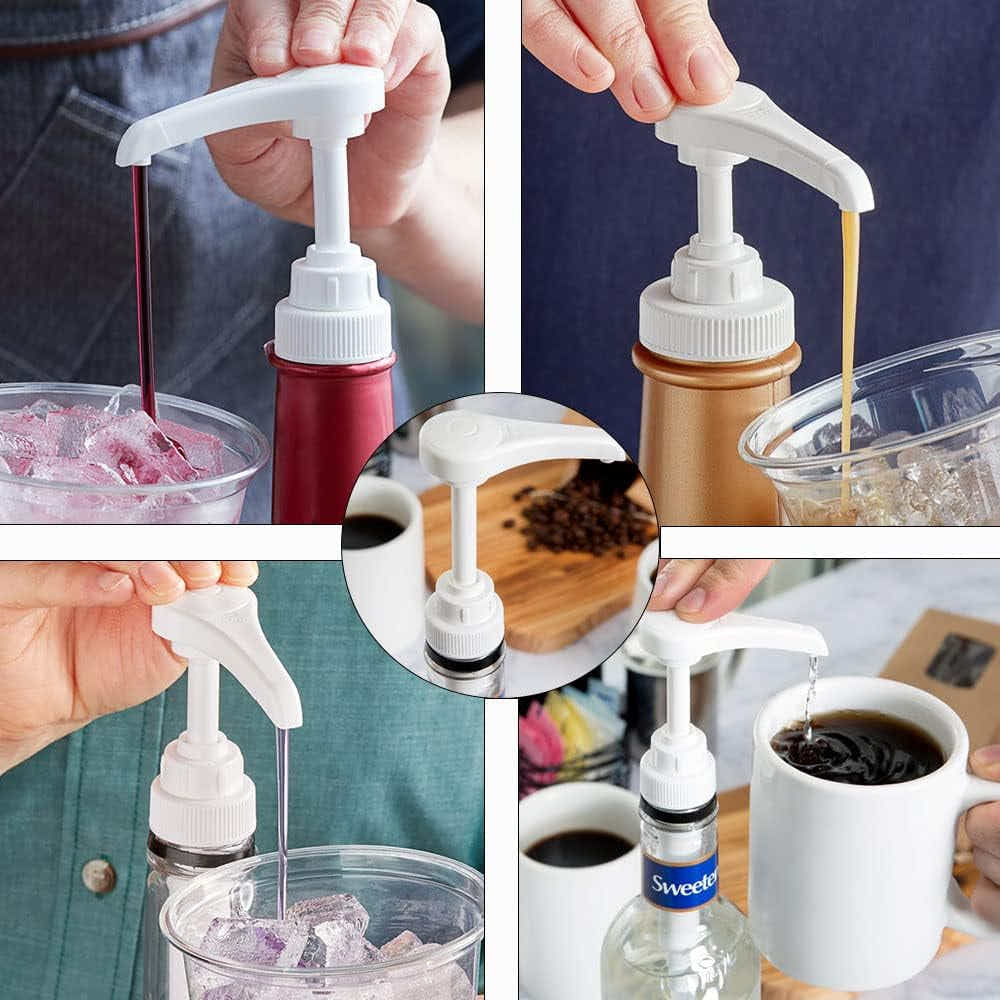 DS BS 4Pack Syrup Pump Dispenser Pumps For 750ML Bottles-White