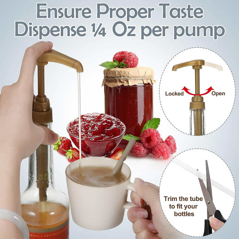 DS BS 4Pack Syrup Pump Dispenser Pumps For 750ML Bottles-White