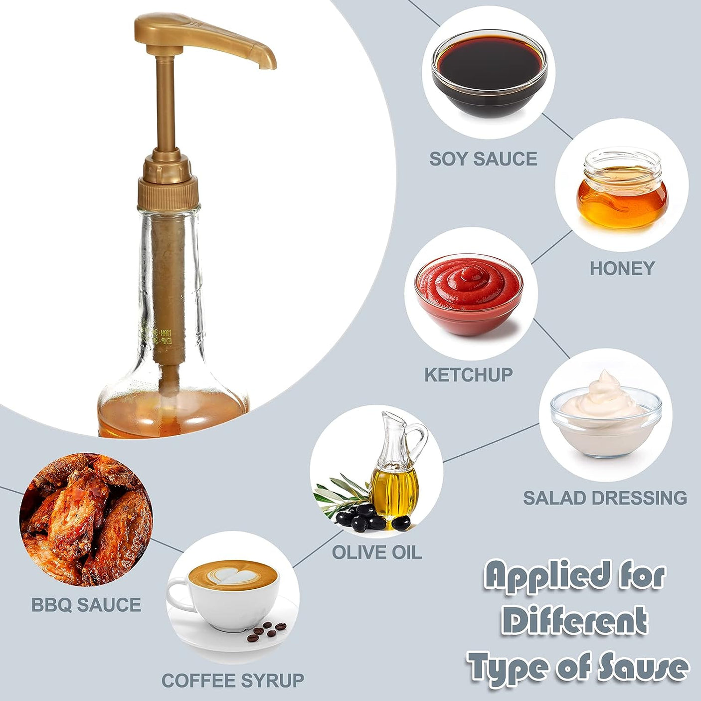 DS BS 4Pack Syrup Pump Dispenser Pumps For 750ML Bottles-Gold