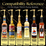 DS BS 4Pack Syrup Pump Dispenser Pumps For 750ML Bottles-Gold
