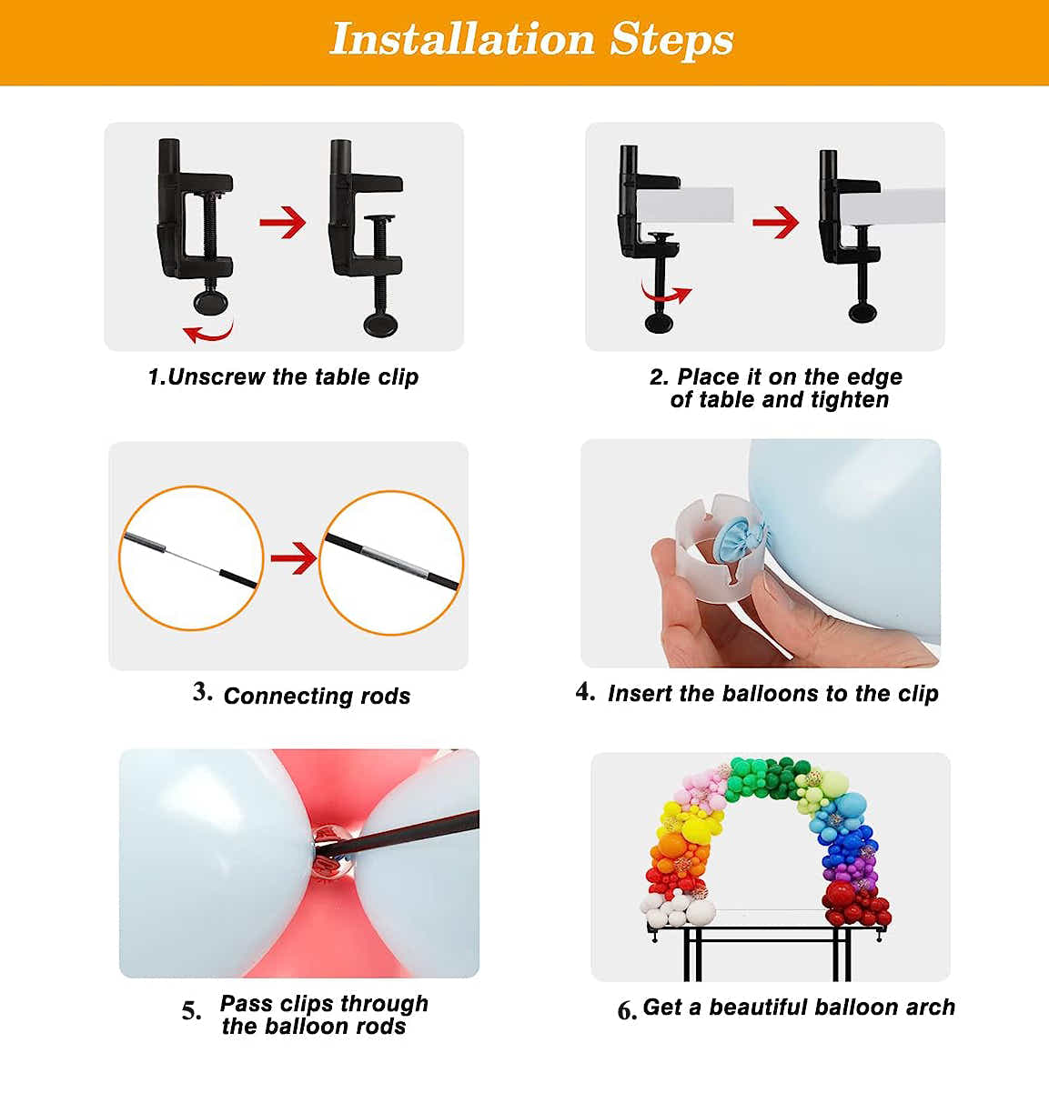 DS BS Adjustable Table Balloon Arch Holder Kit