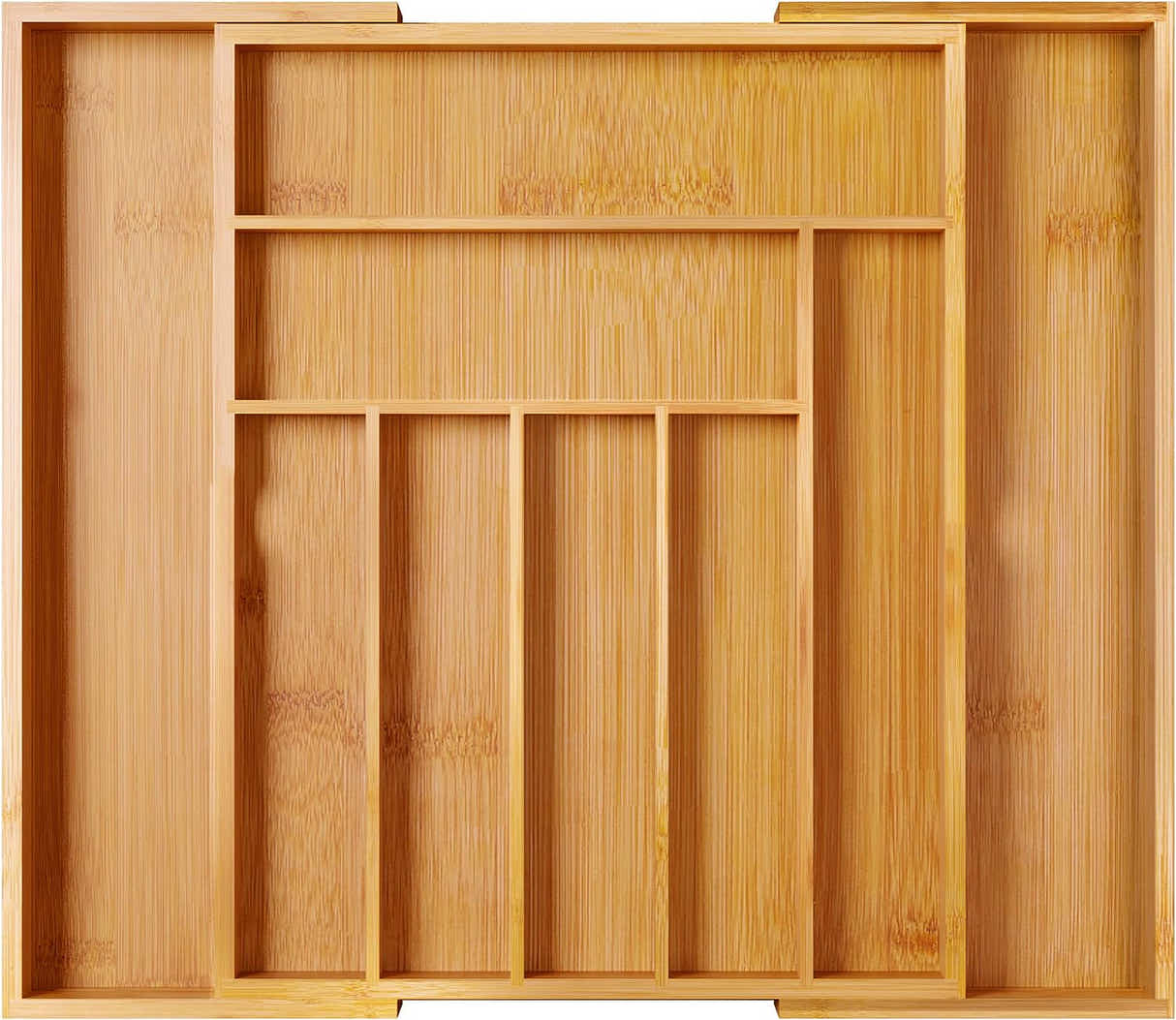 DS BS Bamboo Expandable Drawer Organizer for Utensils-9 Compartments