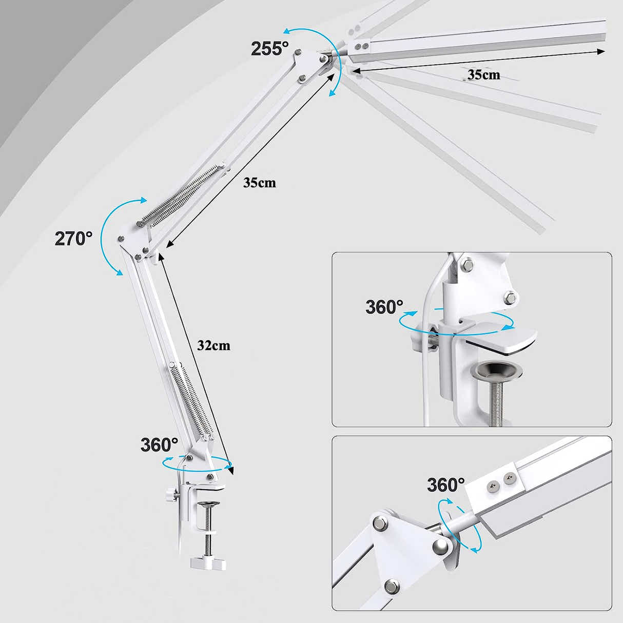 DS BS Swing Arm Desk Light With Clamp