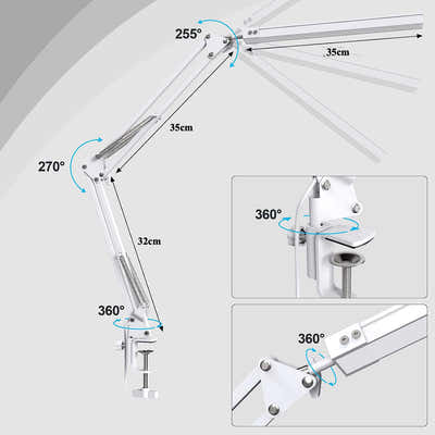 DS BS Swing Arm Desk Light With Clamp