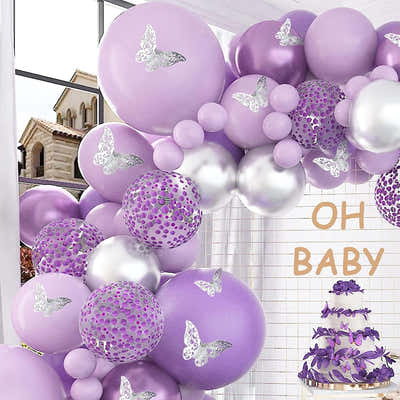 DS BS 118Pcs Butterfly Stickers Balloon Garland Kit-Purple