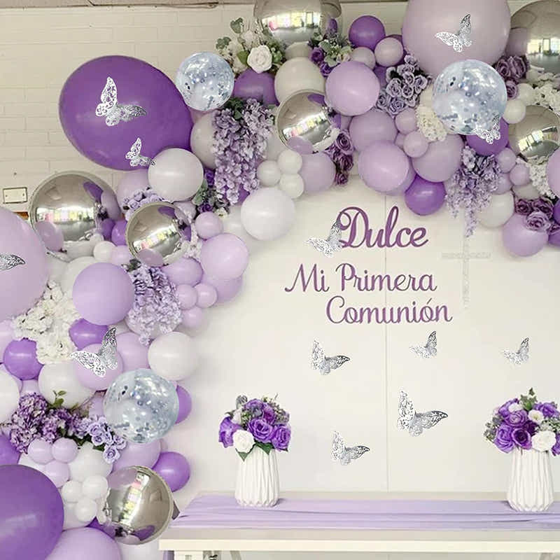 DS BS 118Pcs Butterfly Stickers Balloon Garland Kit-Purple