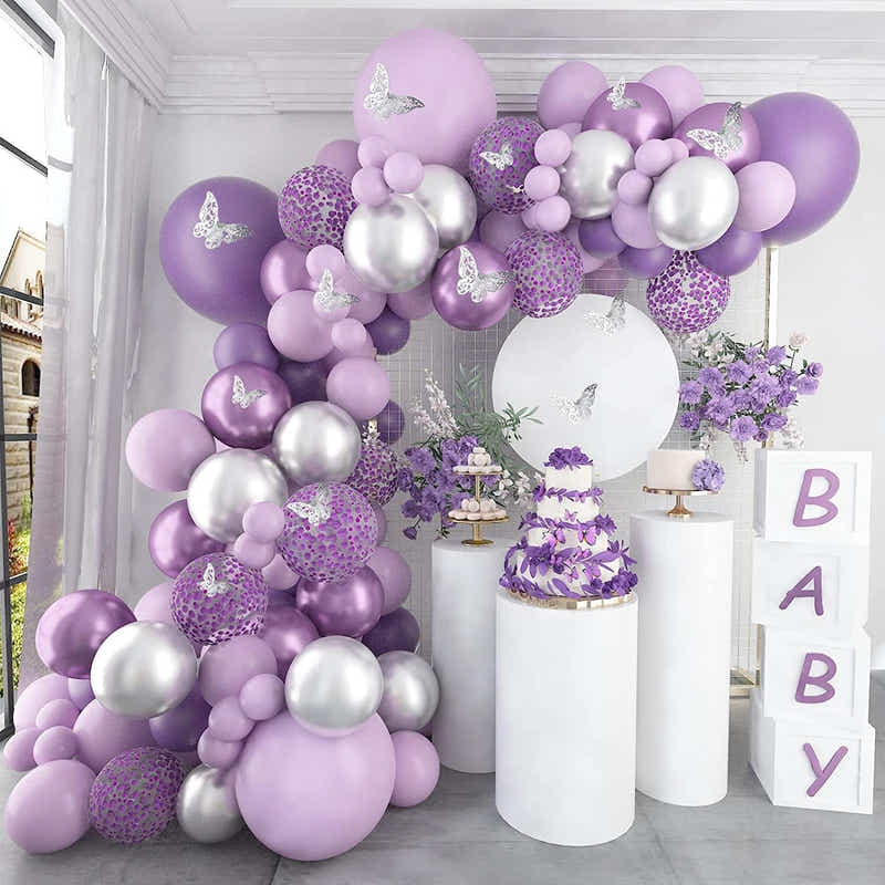 DS BS 118Pcs Butterfly Stickers Balloon Garland Kit-Purple