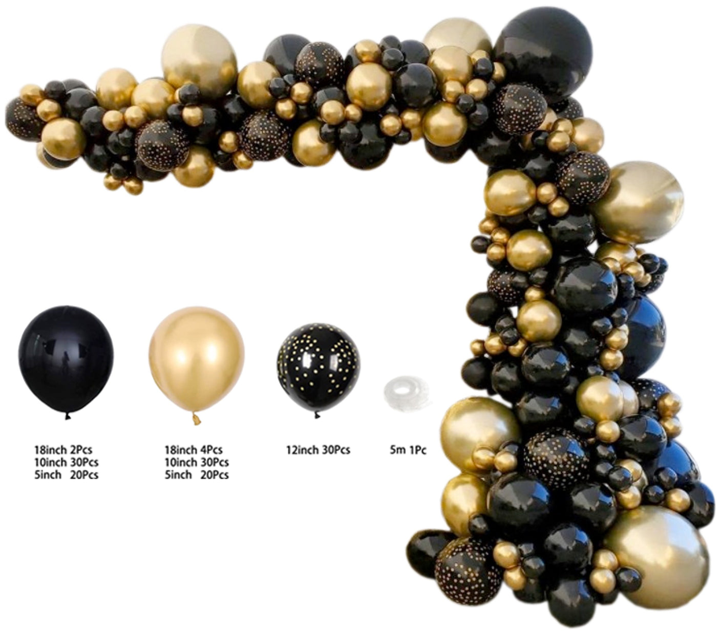 DS BS 137Pcs Balloon Garland Kit-Black and Gold