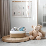 DS BS Woven Rope Basket with PU Handles-Brown/White