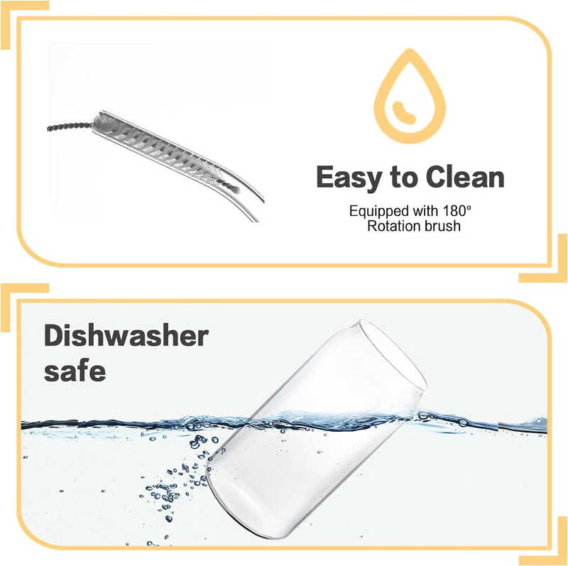 DS BS 2 Pack Drinking Glass Cup with Bamboo Lid and Straw Set