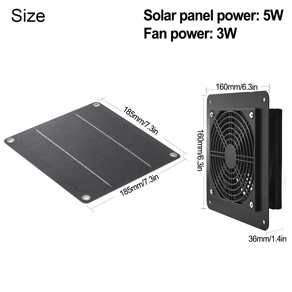 DS BS 5W Solar Fan for Greenhouse,Chicken House, Doghouse,Shed