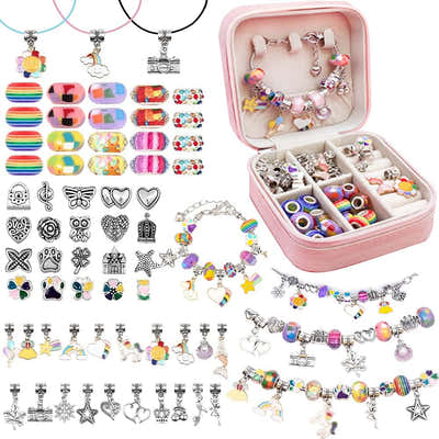 DS BS 66Pcs Charm Bracelet Making Kit for Girls-Rainbow