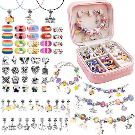 DS BS 66Pcs Charm Bracelet Making Kit for Girls-Rainbow