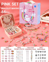DS BS 66Pcs Charm Bracelet Making Kit for Girls-Pink
