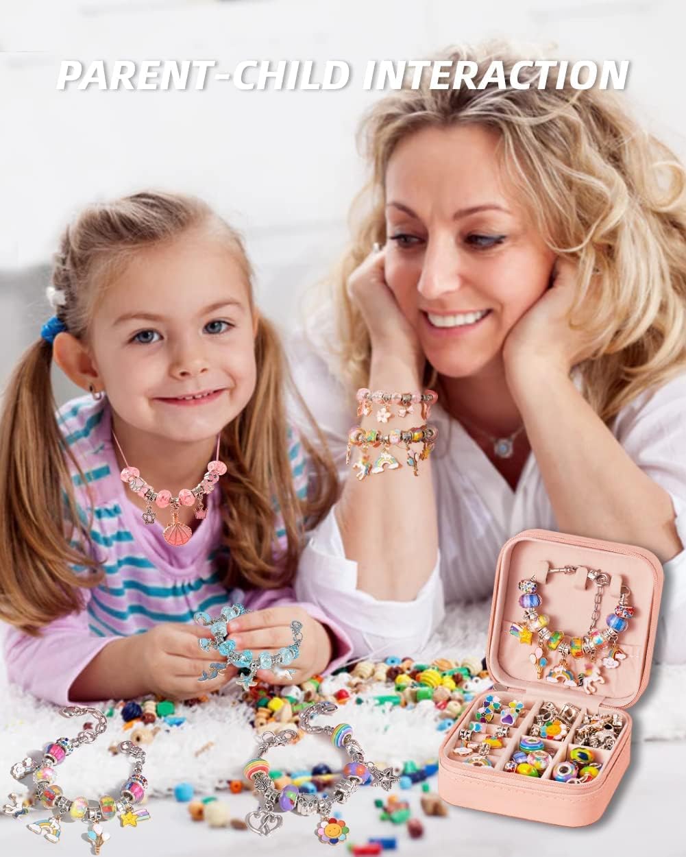 DS BS 66Pcs Charm Bracelet Making Kit for Girls-Pink