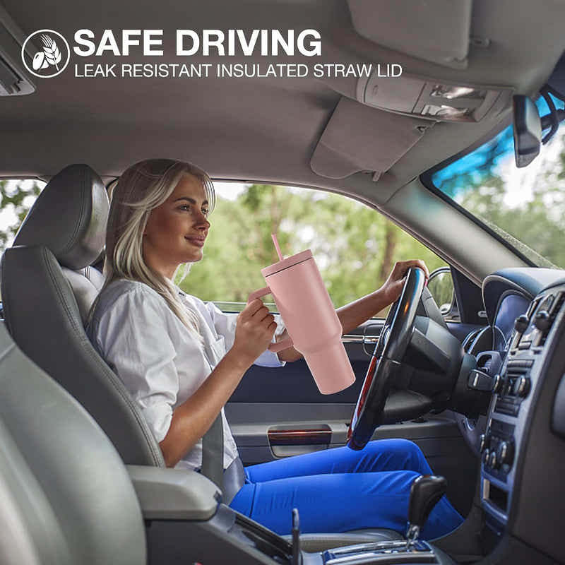 DS BS 1200ML Tumbler with Handle Fit Car Cup Holders - Black