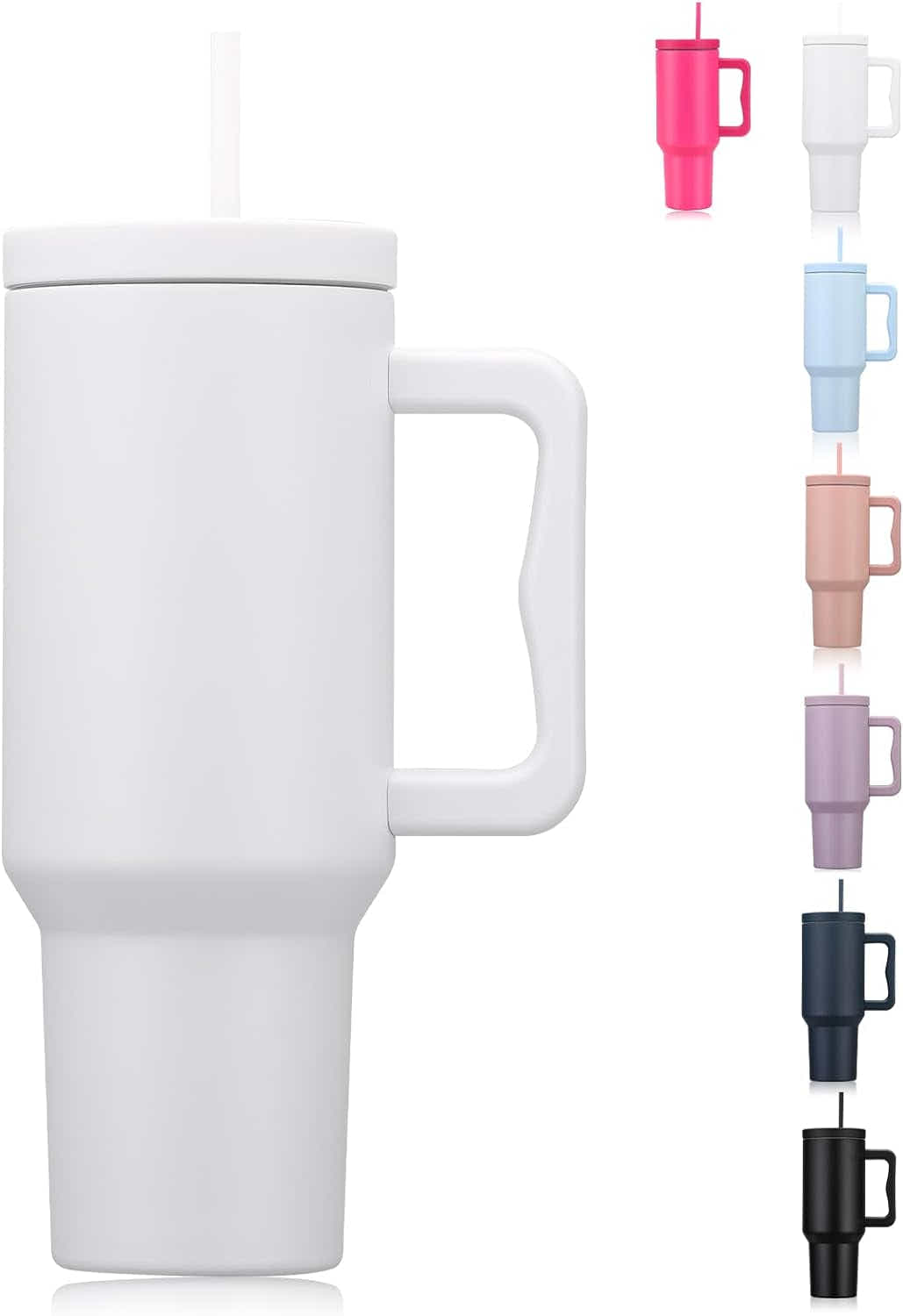 DS BS 1200ML Tumbler with Handle Fit Car Cup Holders - White