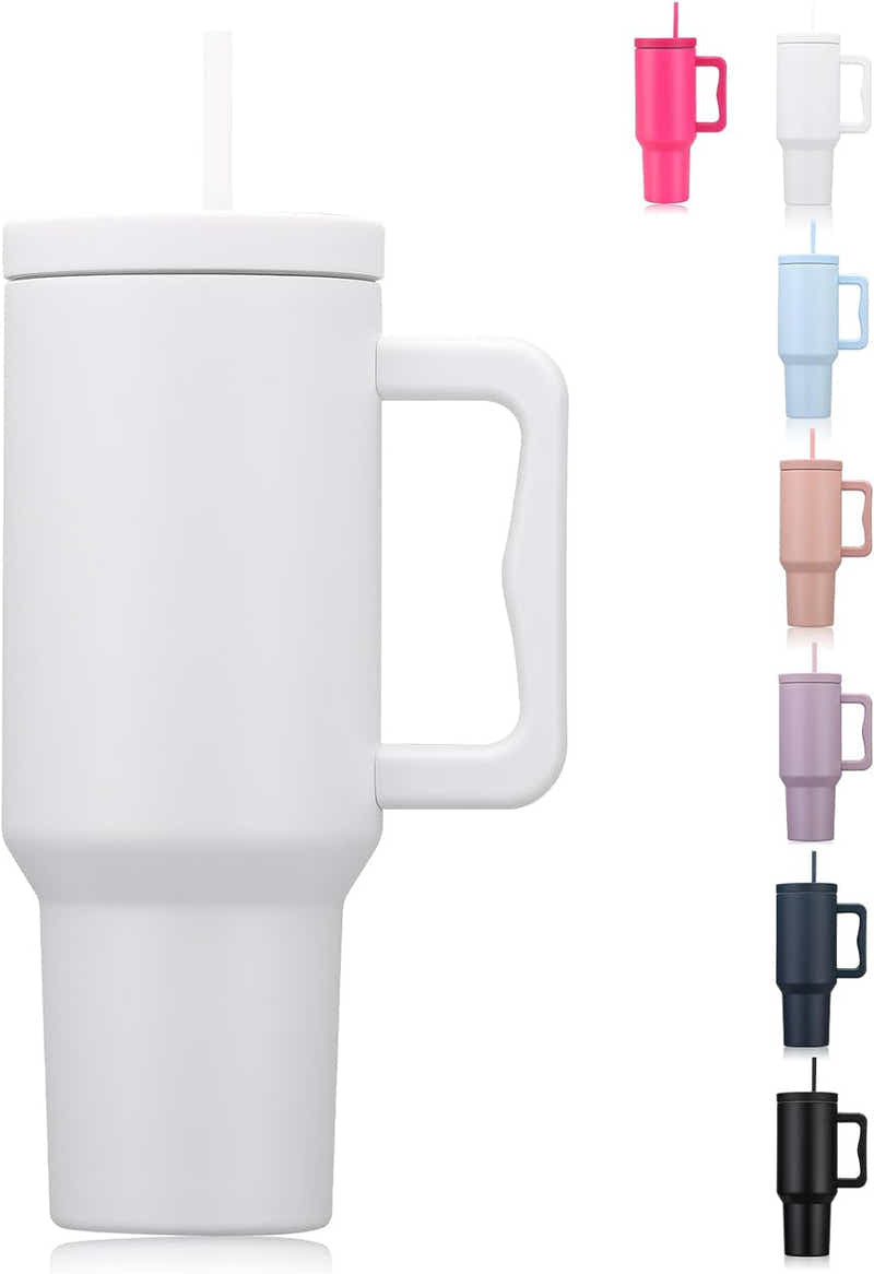 DS BS 1200ML Tumbler with Handle Fit Car Cup Holders - White