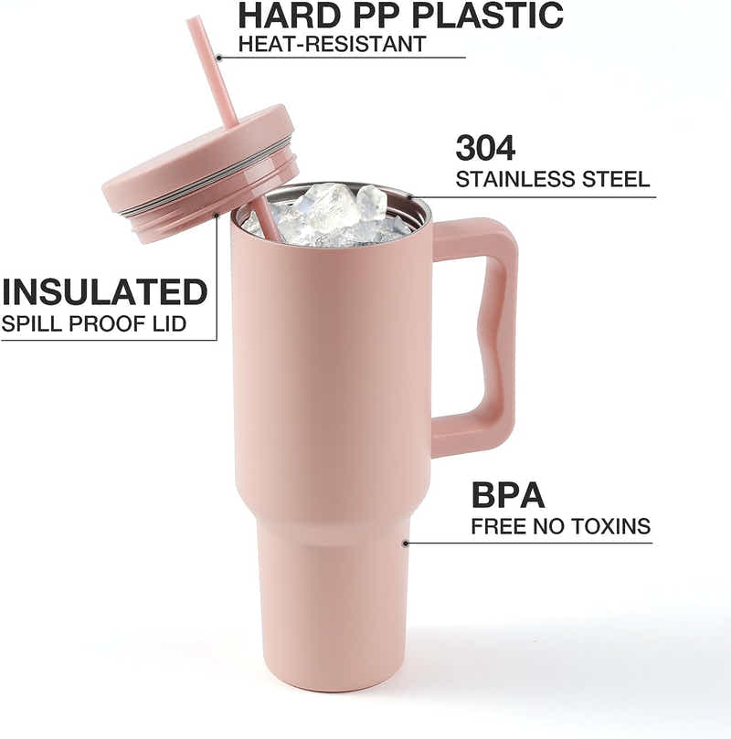 DS BS 1200ML Tumbler with Handle Fit Car Cup Holders - White